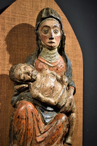 Antiquités - Polychrome wooden &quot;la Pietà&quot;  - early 15th century